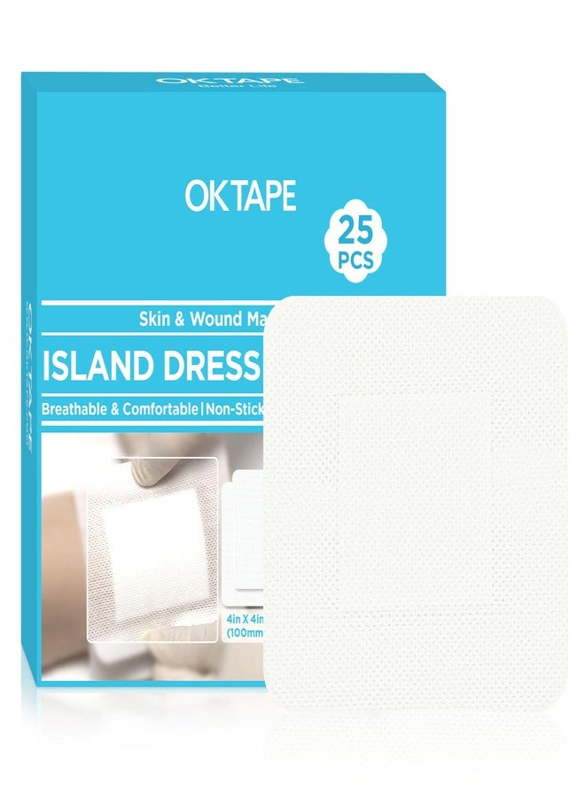 اوك تيب ضمادات شاش معقمة بحواف من OK TAPE، مقاس 4 بوصات × 4 بوصات، 25 ضمادة شاش ملفوفة، ضمادات جروح معقمة غير منسوجة مع وسادة عالية الامتصاص، ضمادات ناعمة وجيدة التهوية للجروح، إسعافات أولية - Image 1